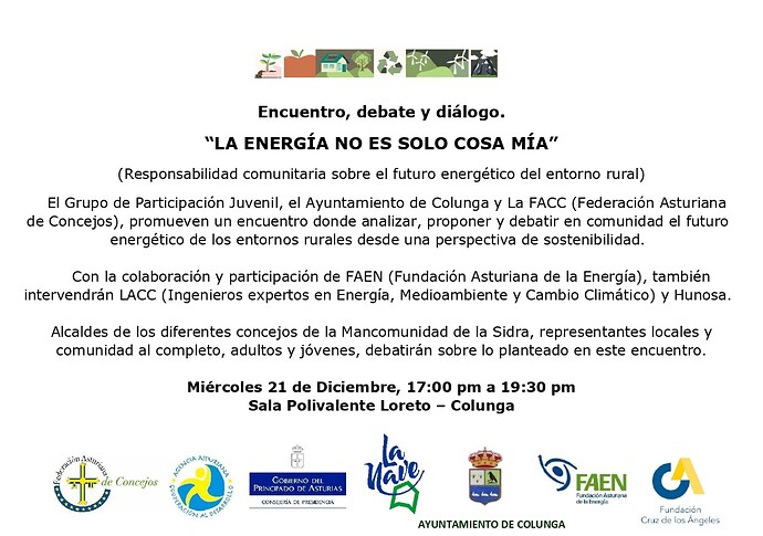 invitación encuentro evento futuro energético del entorno rural Colunga
