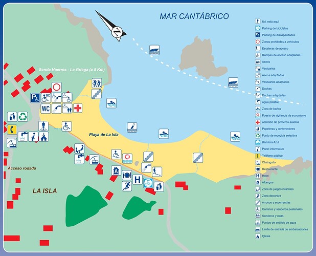 mapa de la playa de La Isla