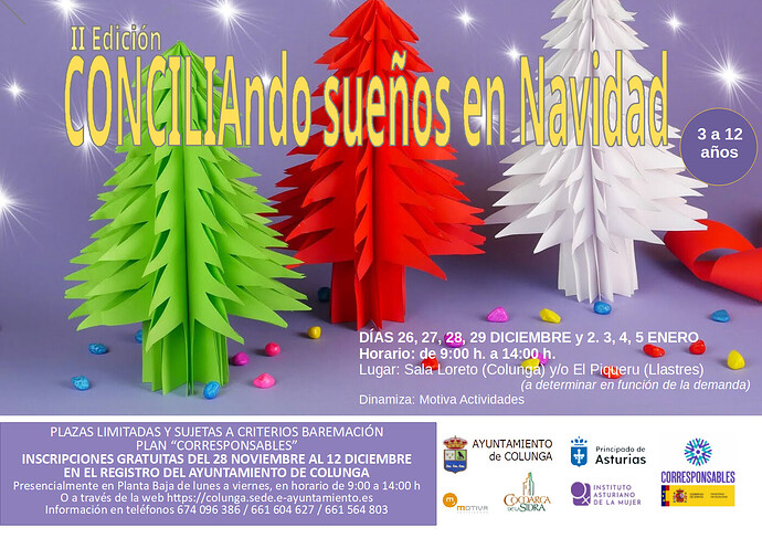 cartel conciliando sueños en Navidad Colunga 2023/24