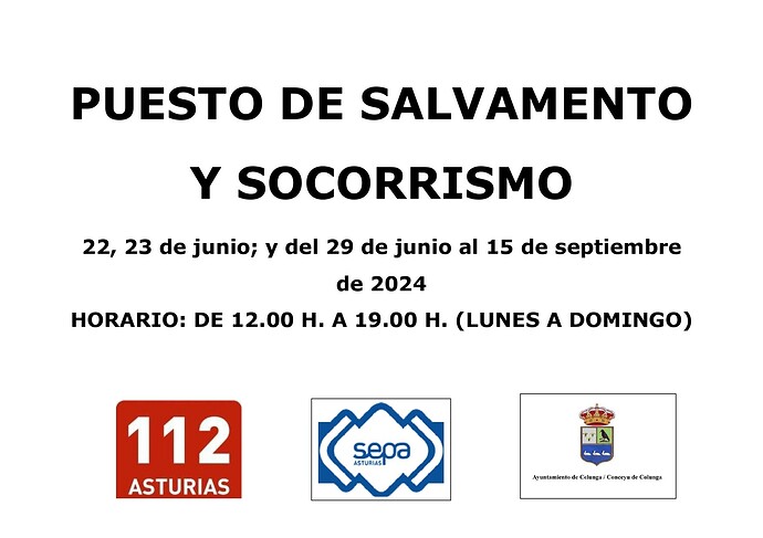 Horarios de salvamento en playas