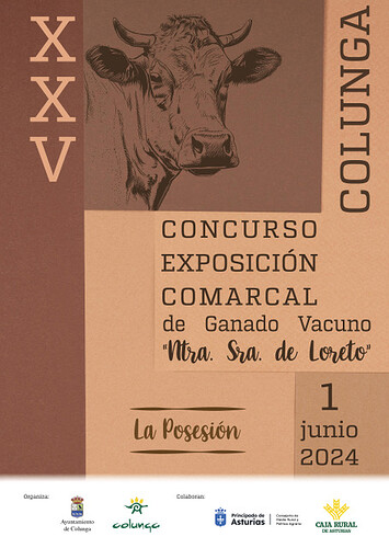 cartel del XXV concurso de  ganado de Colunga 2024